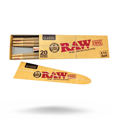 RAW Classic 1 1/4 Size Pre-Rolled Cones Pack of 20