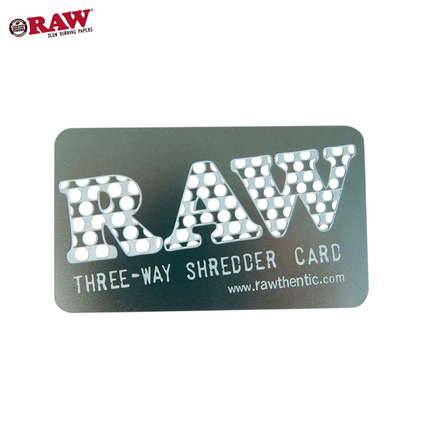 Raw Three-Way Shredder Metal Card | Tobacco Herb Crusher Card