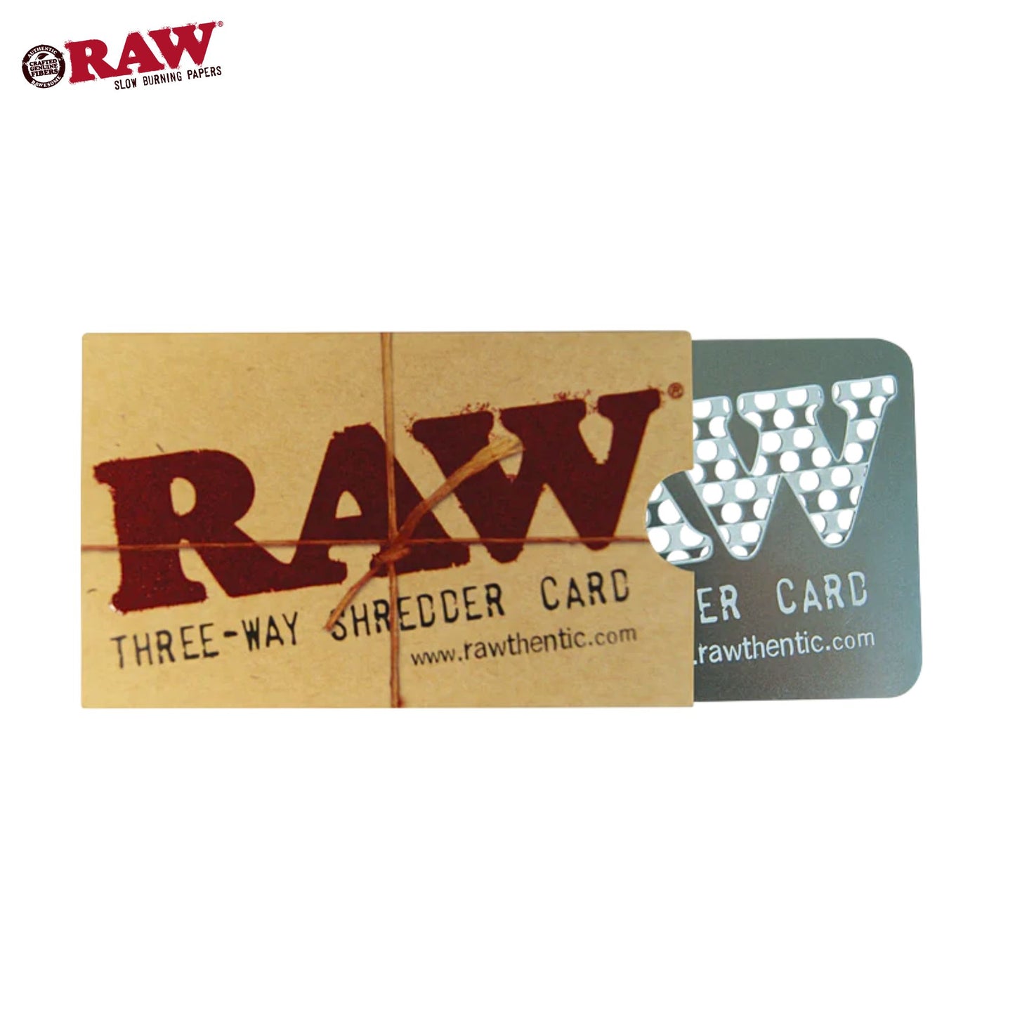 Raw Three-Way Shredder Metal Card | Tobacco Herb Crusher Card