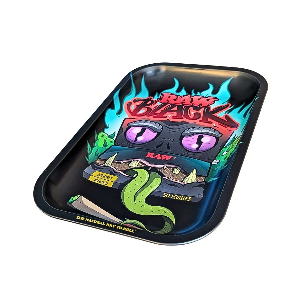RAW Matte Black Monster Metal Rolling Tray - Small