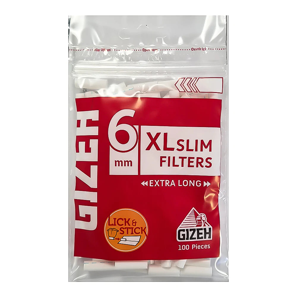 GIZEH XL Slim Filter with adhesive side 6mm Pack of 100