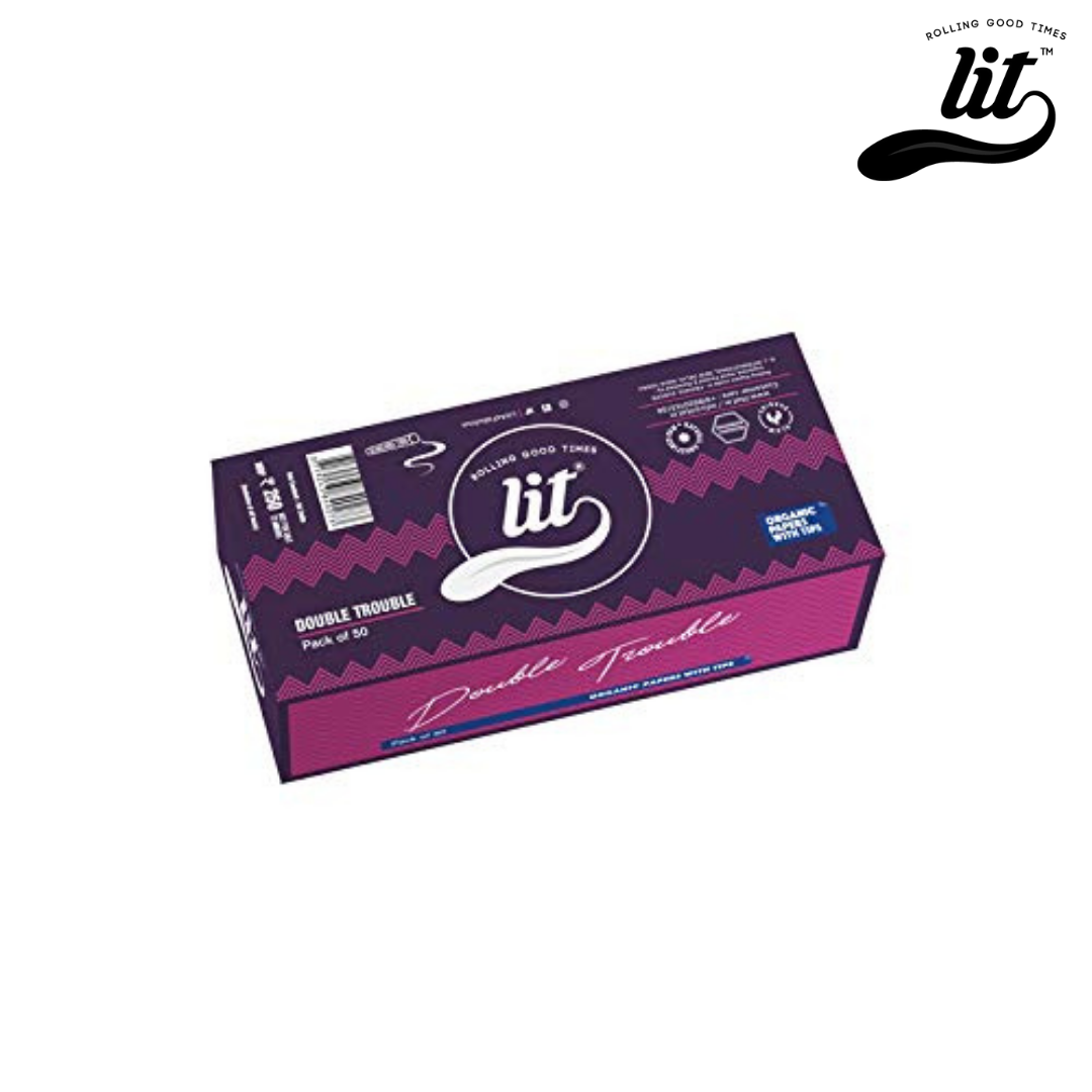 LIT Rolling Paper Double Trouble White Organic Rice Paper with Tips-Pack of 50 - HighJack