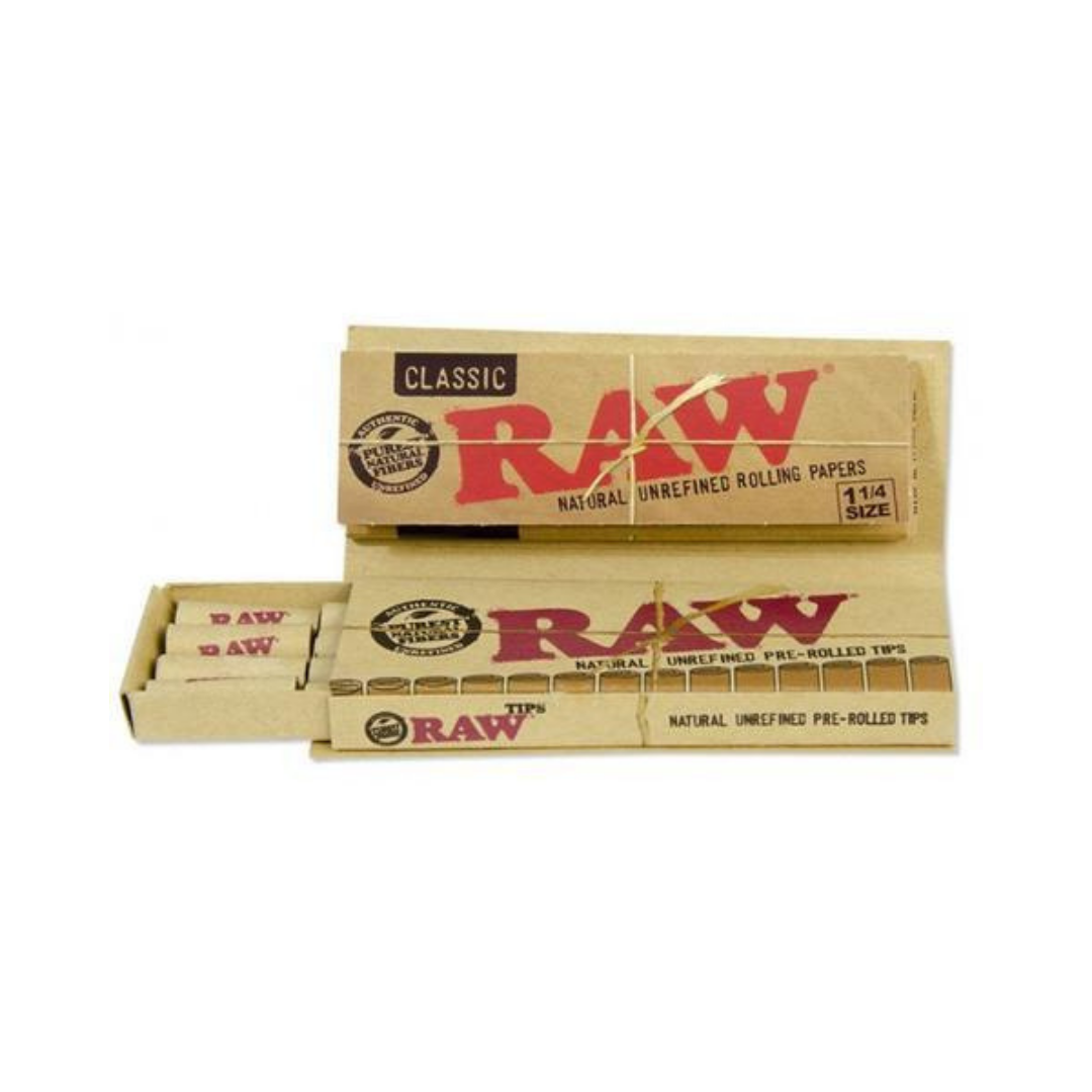 RAW CLASSIC CONNOISSEUR with Prerolled Tips-1 1/4th Size - HighJack