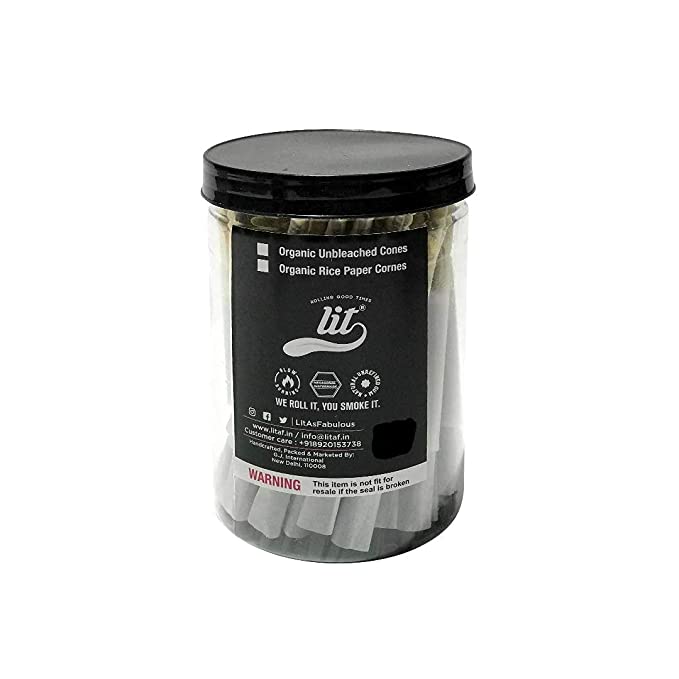 LIT Pyramid Unbleached Party Jar of 50 King Size White Pre Rolled Cones-50 Cones - HighJack
