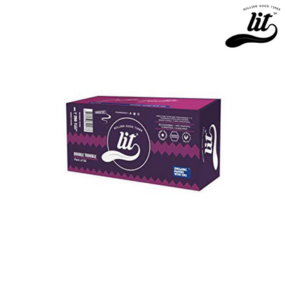 LIT Rolling Paper Double Trouble White Organic Rice Paper with Tips-Pack of 50 - HighJack