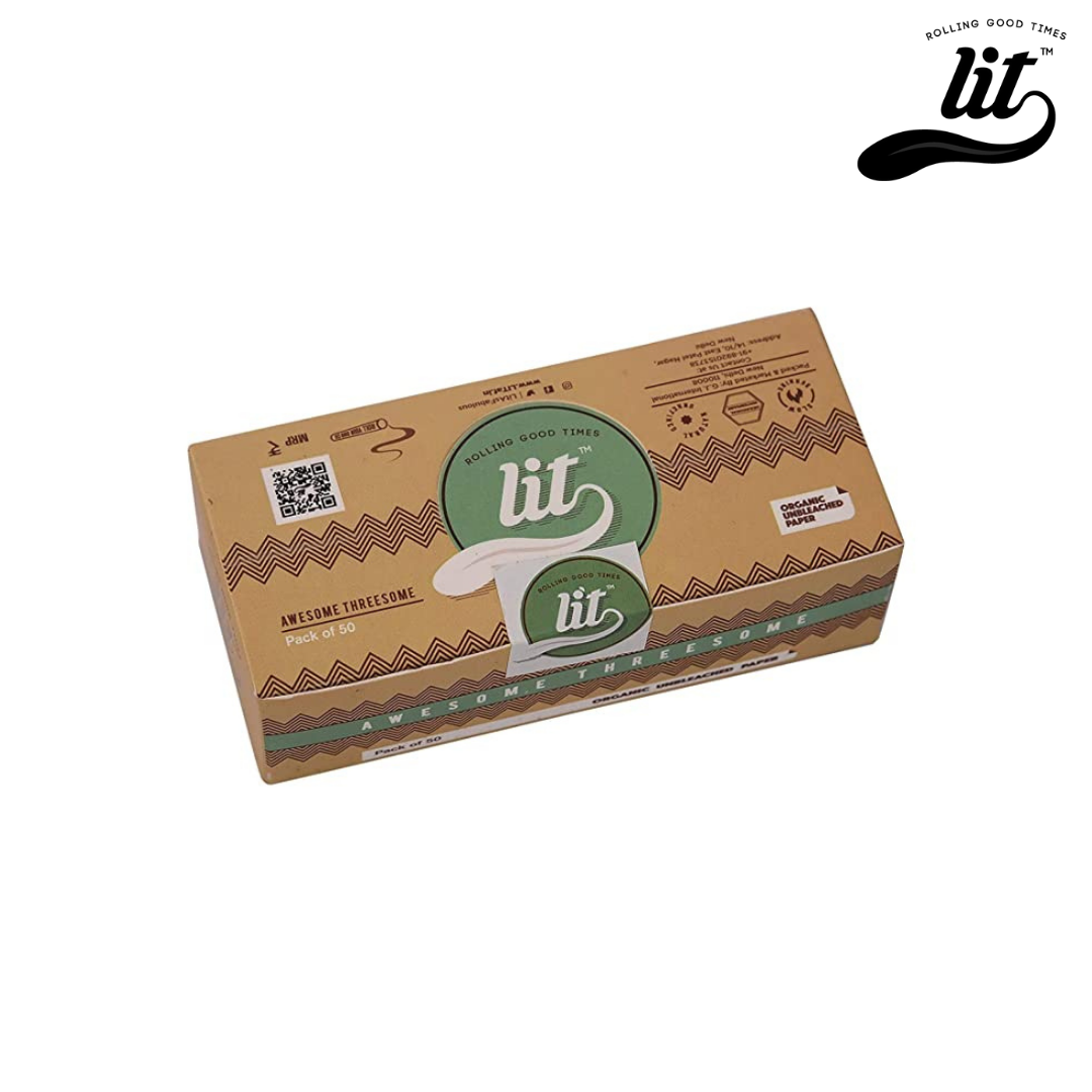 LIT Awesome Threesome King Size Brown Smoking Paper-Pack of 50 - HighJack