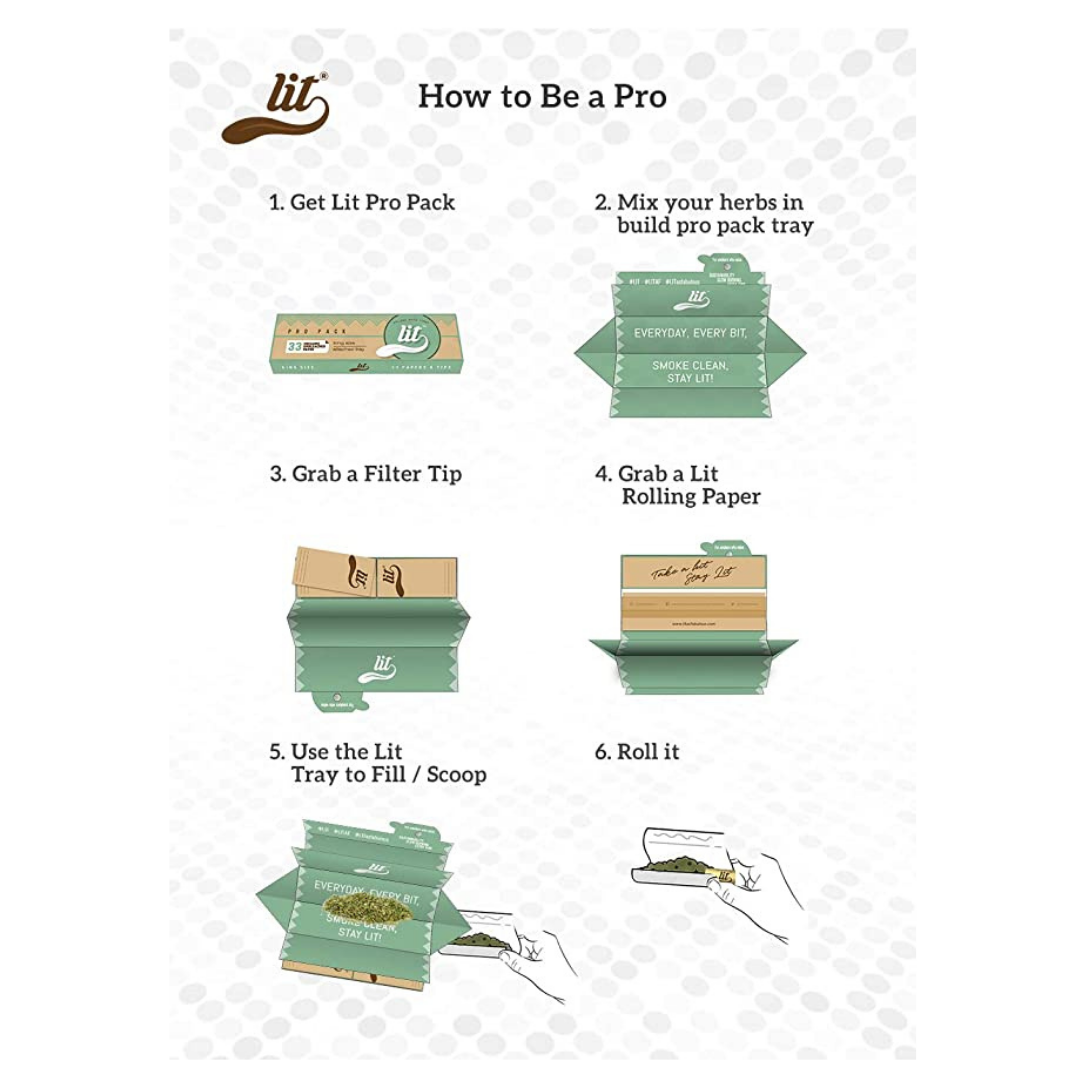 LIT PRO Rolling Paper with Tips and Tray-Brown | HighJack India